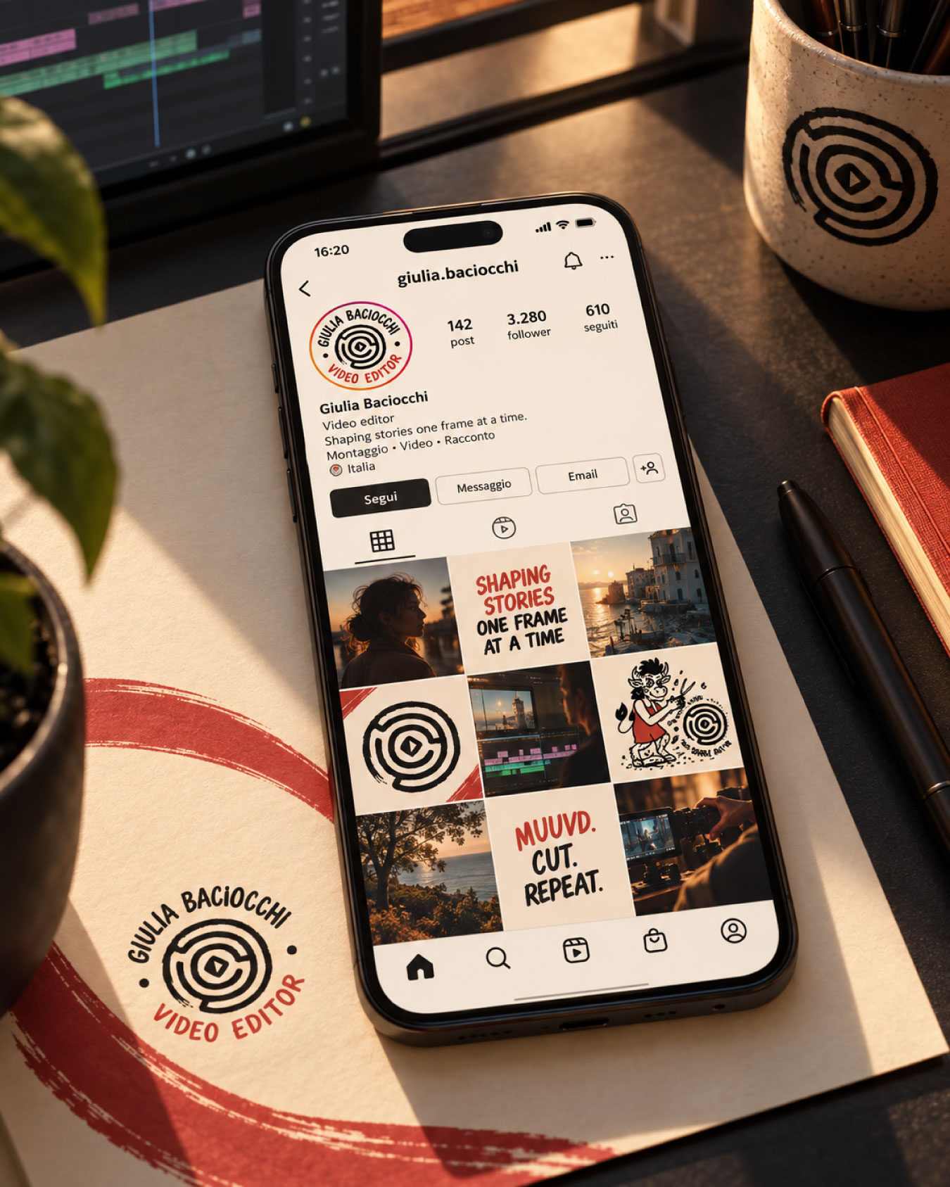 Contenuti social coordinati alla brand identity di Giulia Baciocchi